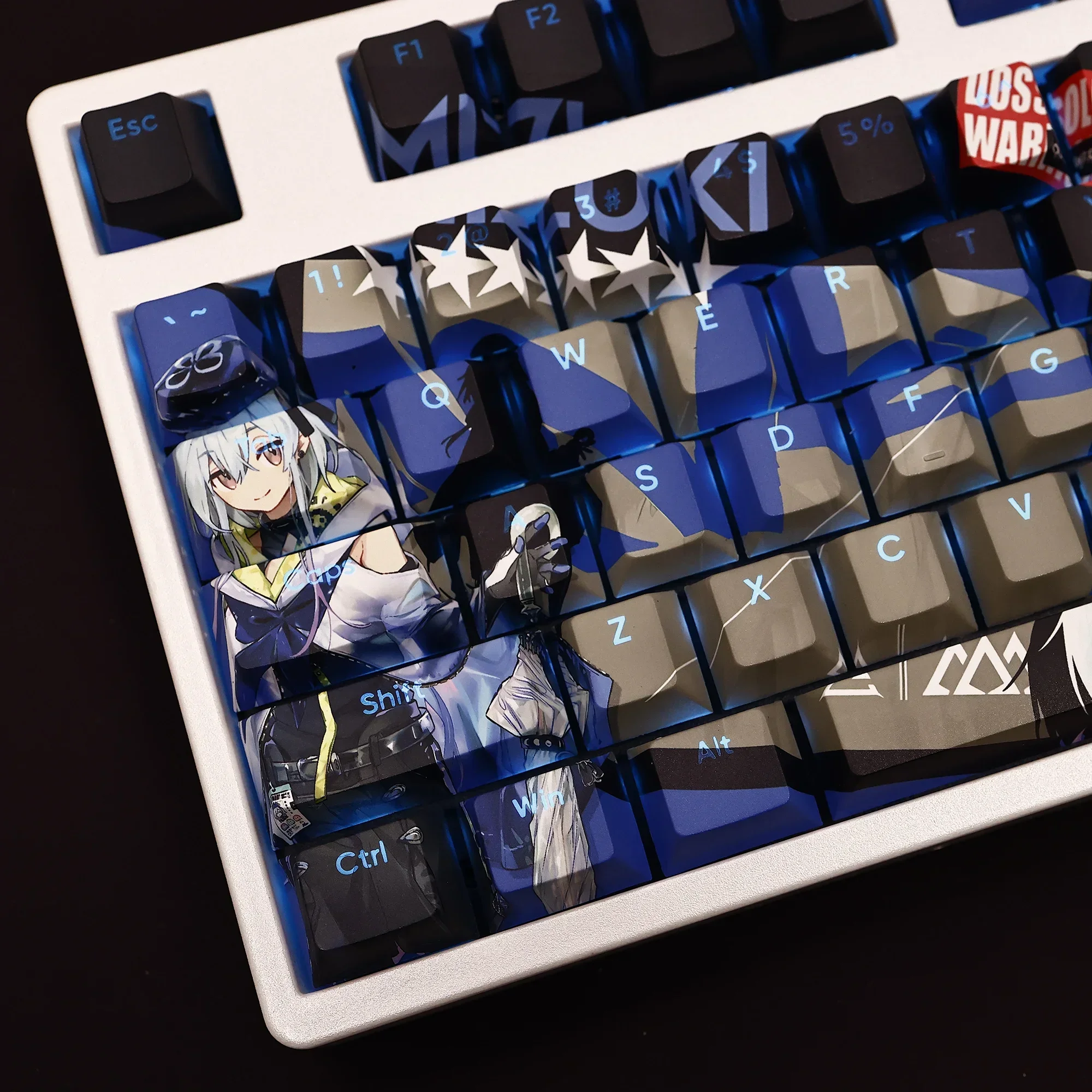 Mizuki 108 Key Cap Arknights Game PBT DYE Sublimation Light Transmitting Cherry Switch Cross Cover for Mechanical Keyboard Gift