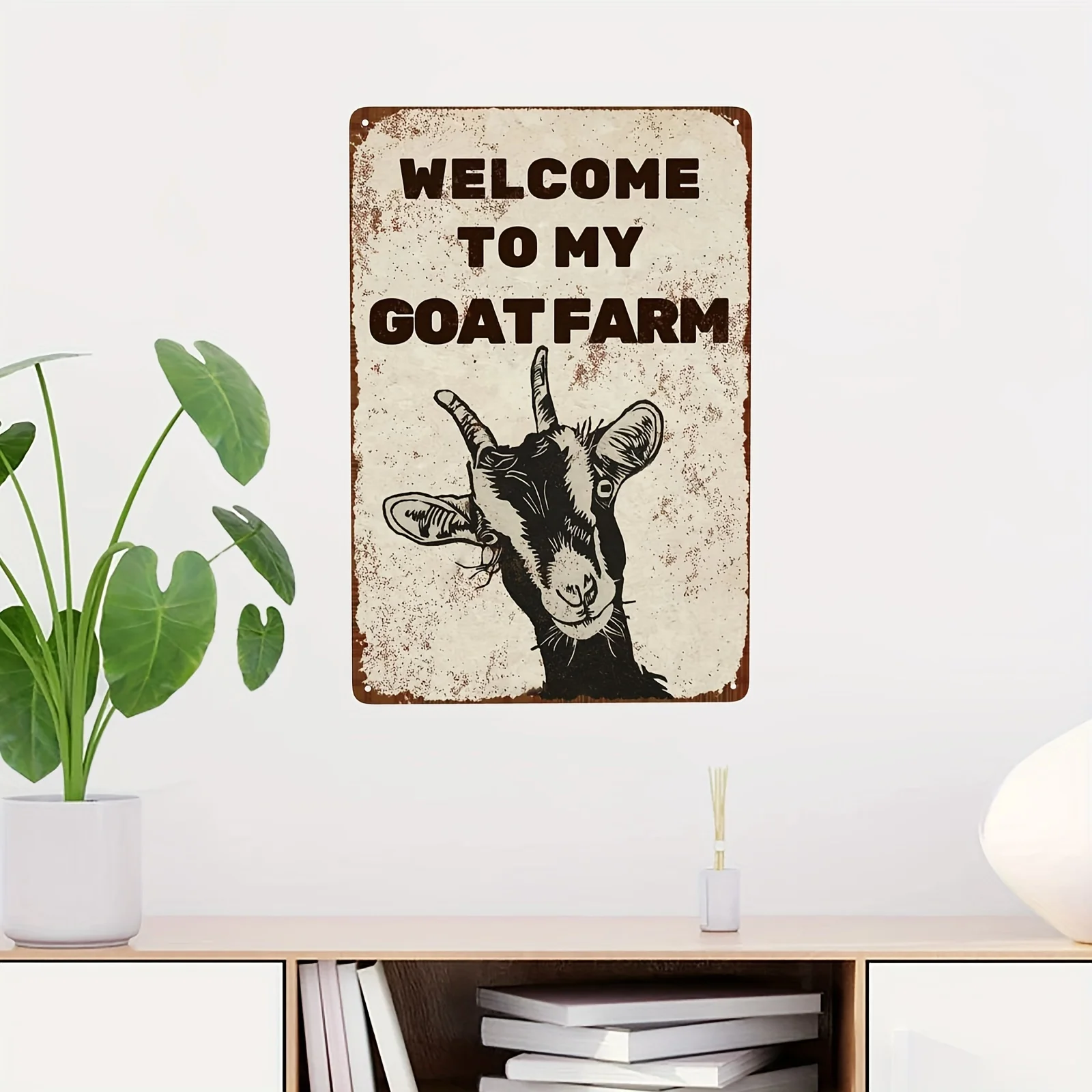 Funny Goat Farm Sign - Keep the Gate Closed, Metal Tin/Aluminum Caution Sign for Farmhouse Fence, House Wall, and Gate