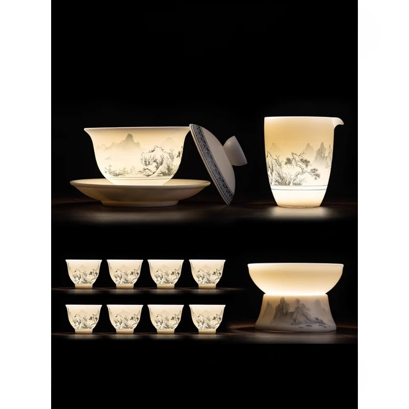 Light luxury high-end home gift-giving office cover bowl teacup gift box