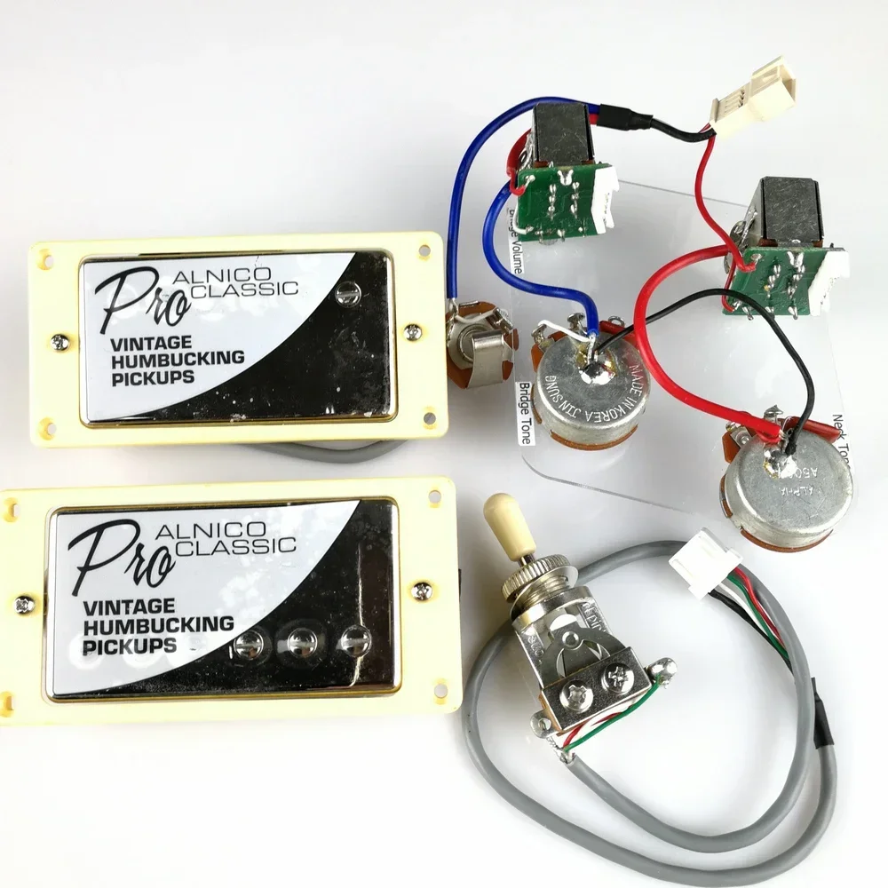 NEW Chrome  Standard Pro Alnico Classic Electric Guitar Humbucker Pickups with Pro Wiring Harness silver Cover