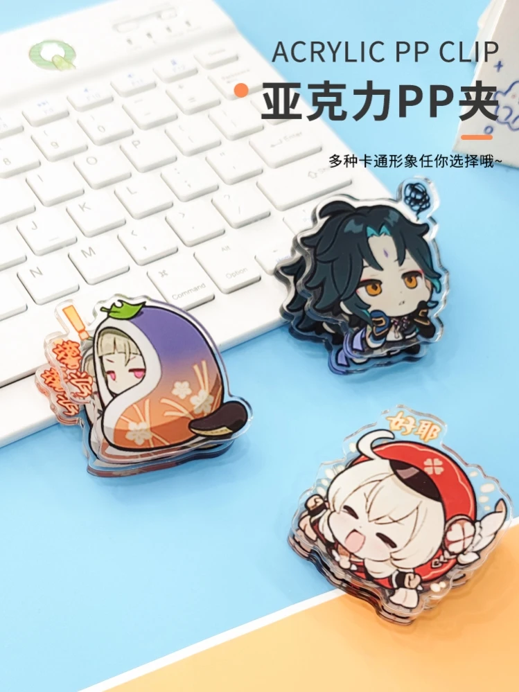 Anime genshin impacto tartaglia paimon cosplay polipropileno clipe caneta caso acrílico transparente personagens dos desenhos animados bonito ambido