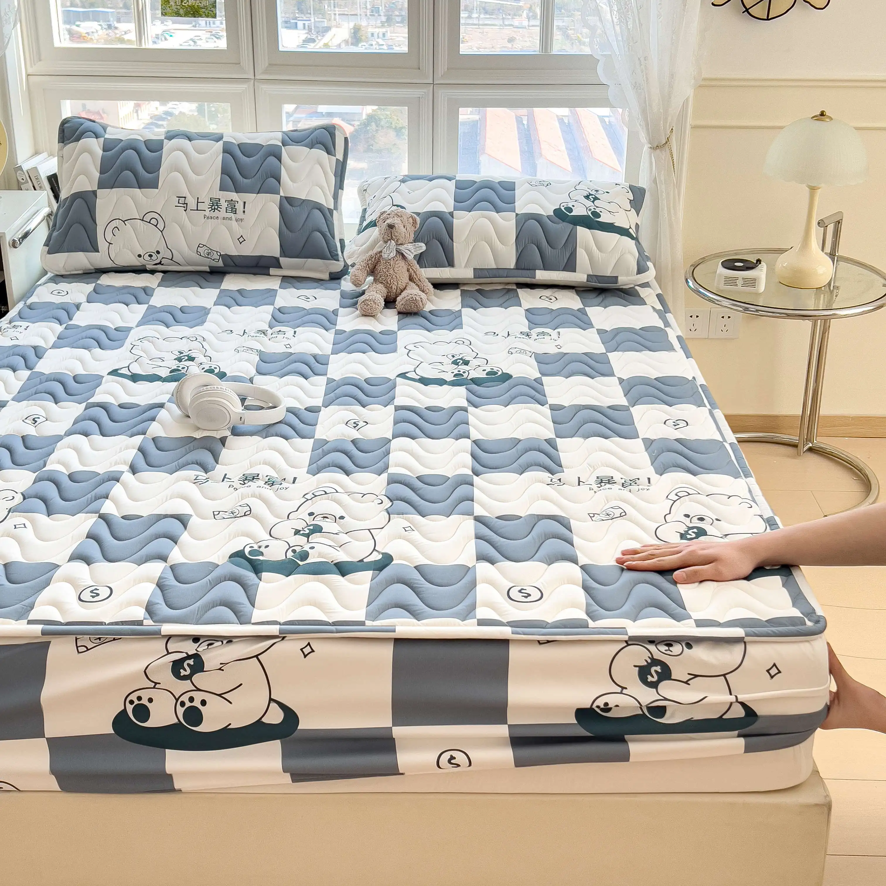 100% Waterproof Mattress Cover Quilted Fitted Sheet Printed Thickened Bed Cover Single/Queen/King Soft Twin Fundas De Colchón