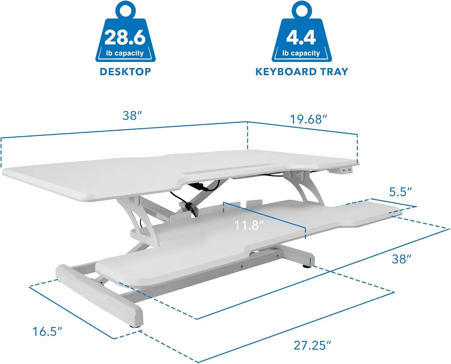 Mount-It! Electric Standing Desk Converter With 38