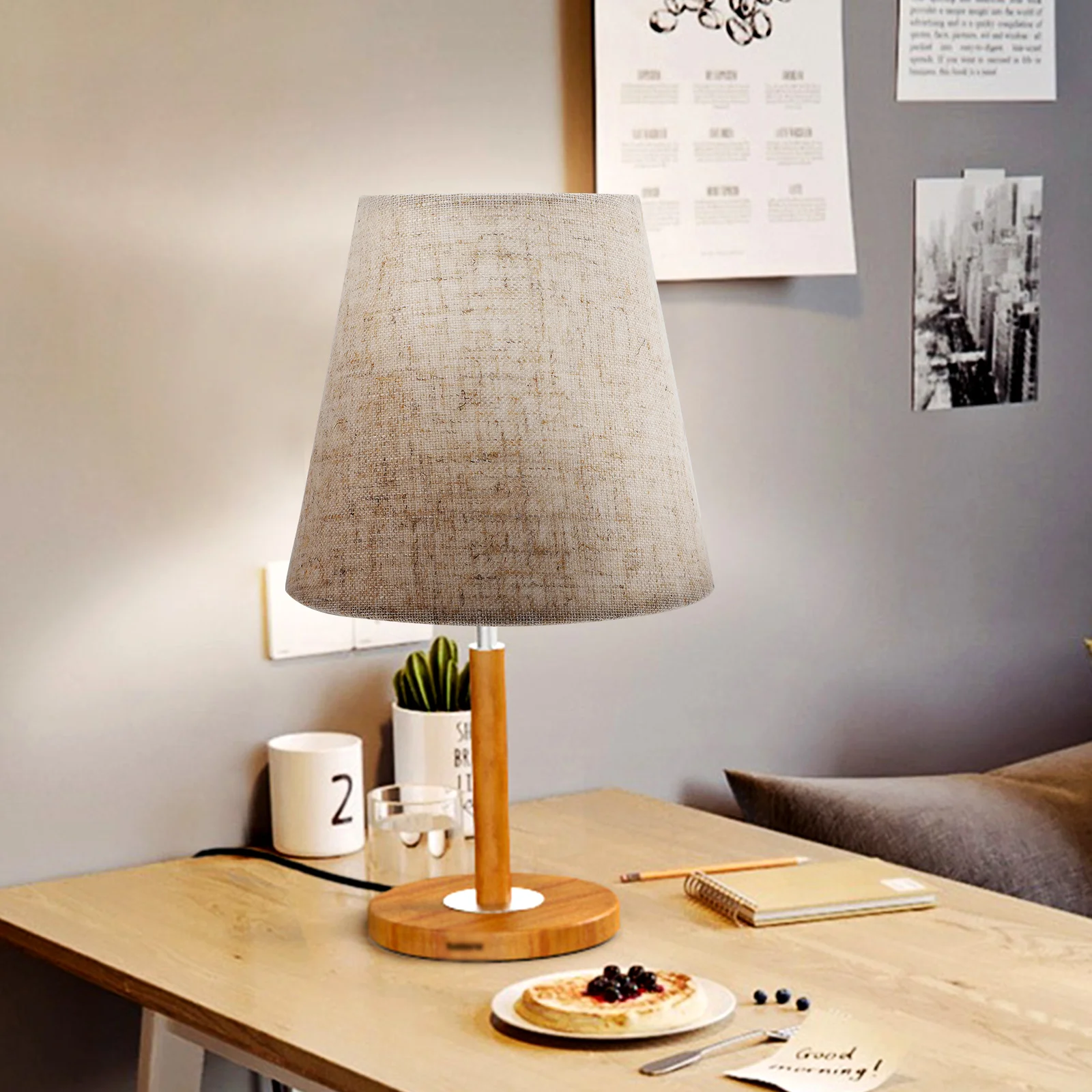 

6Pcs Fabric Lampshade Linen Lamp Shade Hanging Ceiling Light Cover for Bedroom Living Room Study Office Decorative Natural Warm