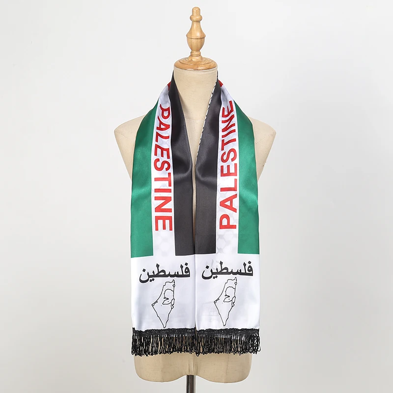 New Palestine Flag Scarf Palestine National Day Scarf Printing Satin Palestinian Flag Scarf