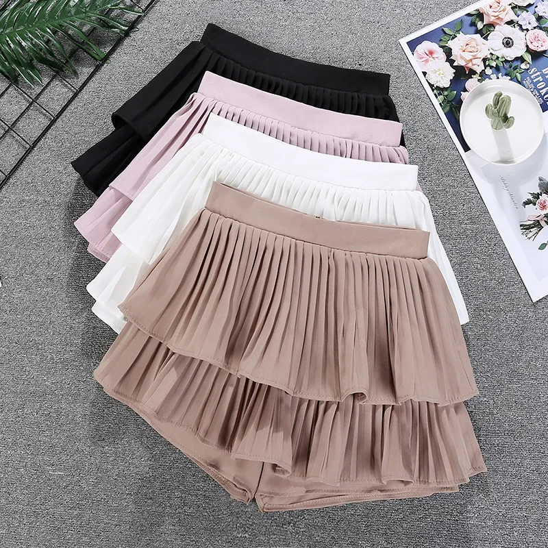 Tiered Ruffled Mini Skirt High Waist Layered Flowy Chiffon Short Skirt Summer Spring Women Soft-Girl Fairycore Outfit