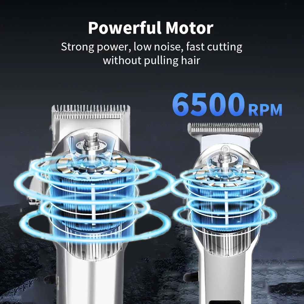 ماكينة قص الشعر الكهربائية اللاسلكية للرجال، مجموعة ماكينة حلاقة وتشذيب احترافية لمجموعة قص الشعر مع شاشة LED #4