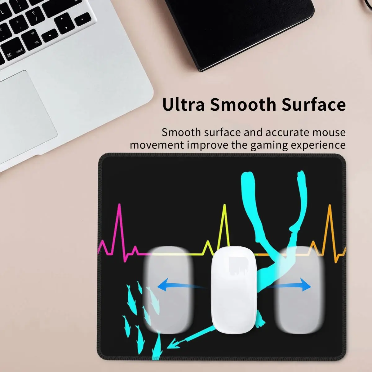 Multi-size Mouse Pad Spearfishing Spearfisher Fishing Heartbeat Pulse Gamer PC Laptop Mats Keyboard Desk Mat