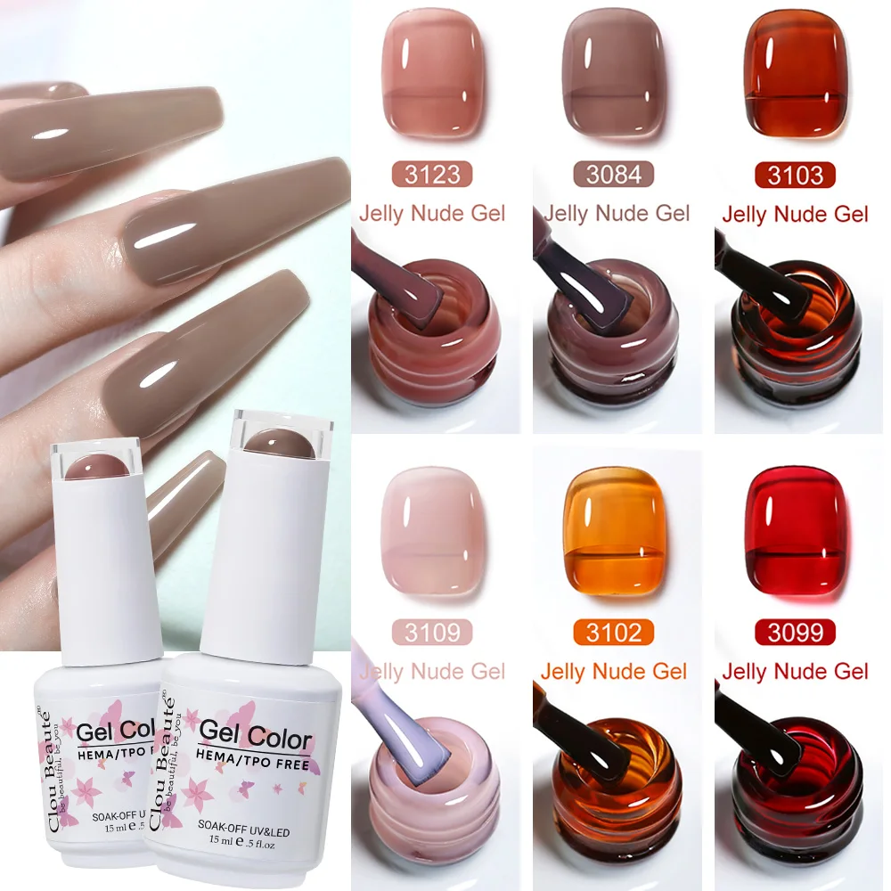 Clou Beaute HEMA TPO FREE Translucent Nude Pink Red Jelly Glass Milky White Nail Art Gel Nagellack UV Semi Permanent Lack