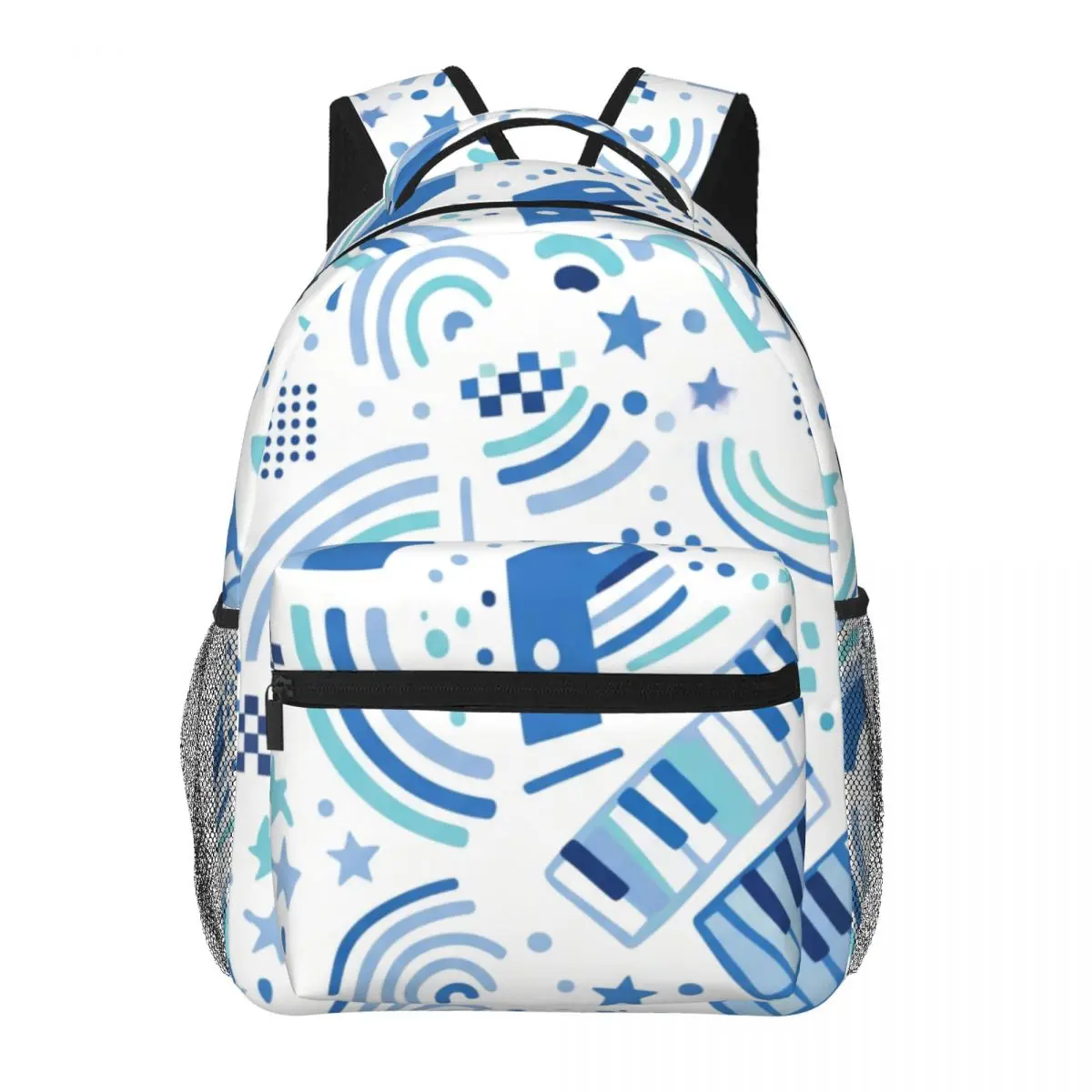 Cool Student Backpack Diagonal Music Note Piano Key Geometry Equalizer Street Graphic Blac Laptop Daypack for Lovers School Work