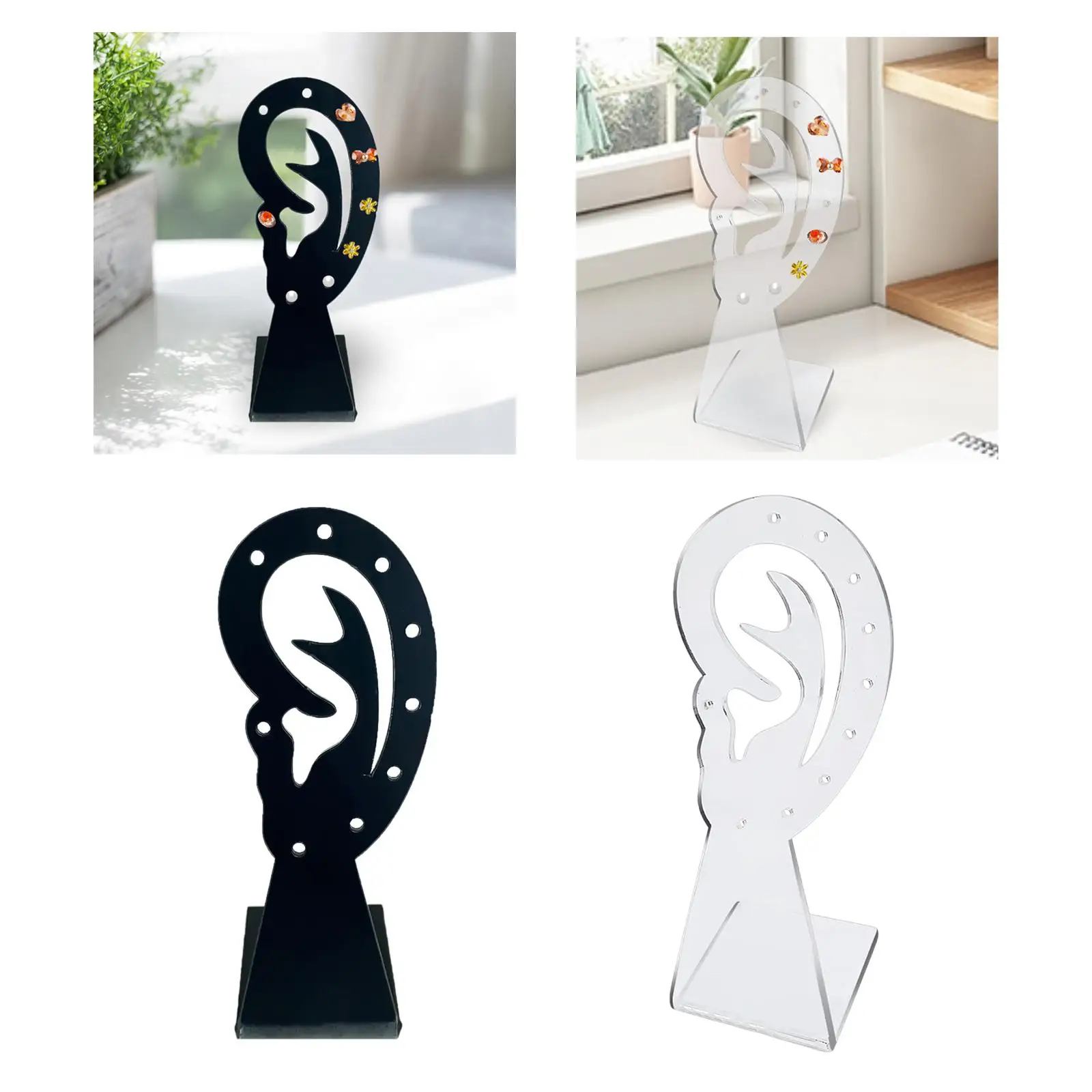 Ear Shape Earring Display Stand Acrylic 4.7inch Height Ear Studs Display Organizer Portable and Delicate