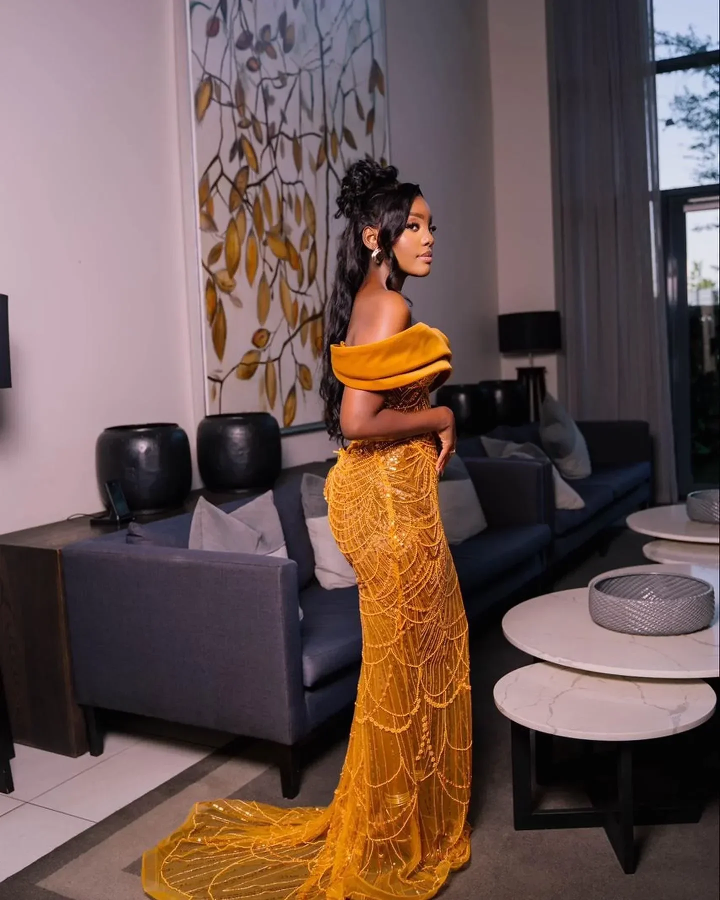 Customized Plus Size Off The Shoulder African Mermaid Evening Dresses Beads Cocktail Gowns Party Dresses Women robes de soirée image 4