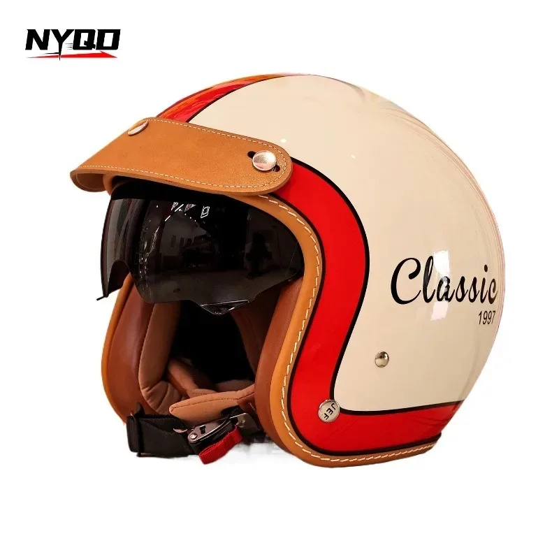 Motorcycle Helmet Vintage 3/4 Open Face Half Helmet CCC DOT ECE Cert Cool Vent 4 Seasons Unisex Cruiser Riding view 5