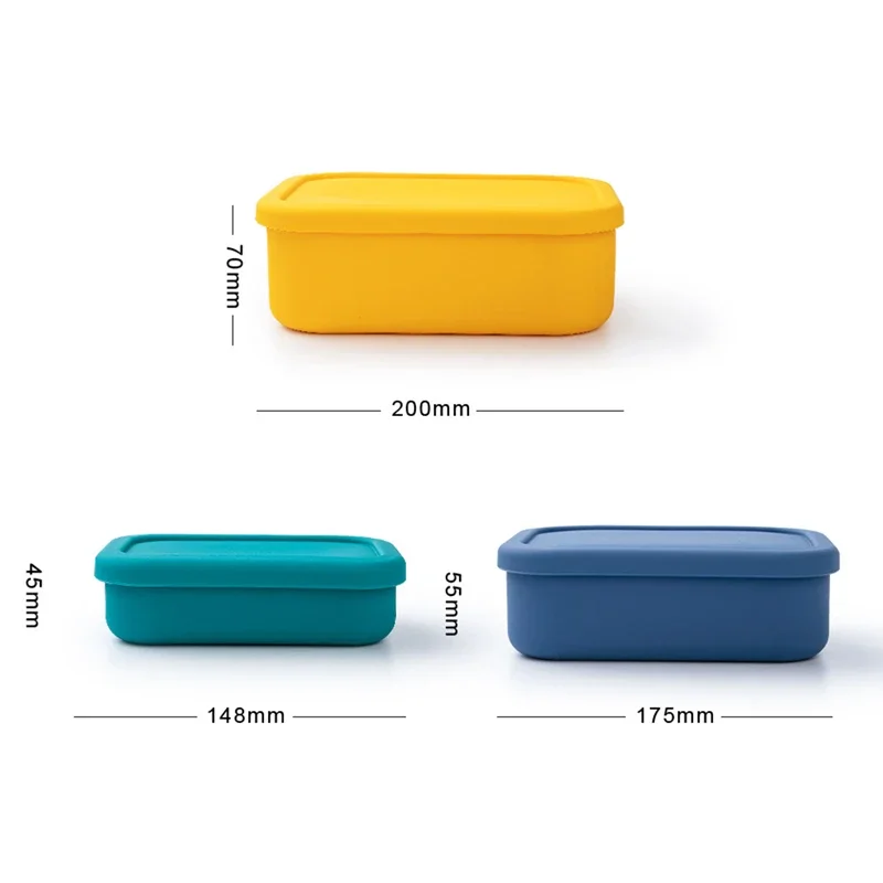 New Portable Silicone Lunch Bento Box Children School Rectangle Reusable Fruit Food Storage Container Picnic Kitchen Accessories