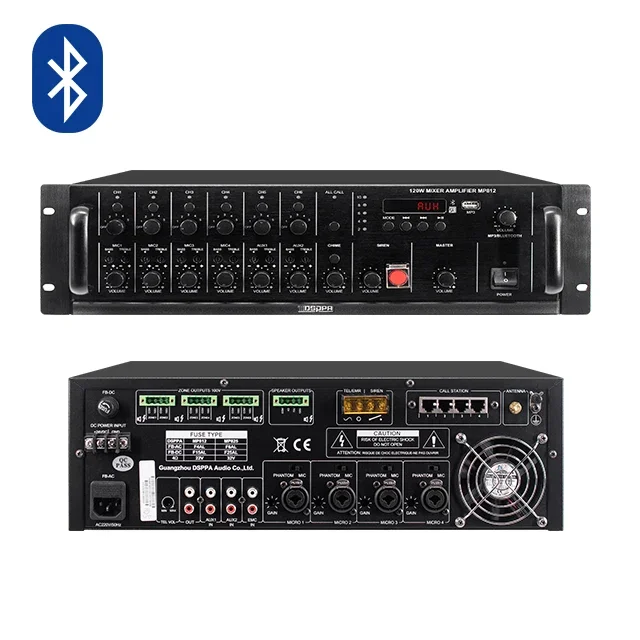 High Quality 120W Bluetooth 6 zone Controller Integrated Mixer Amplifier for School