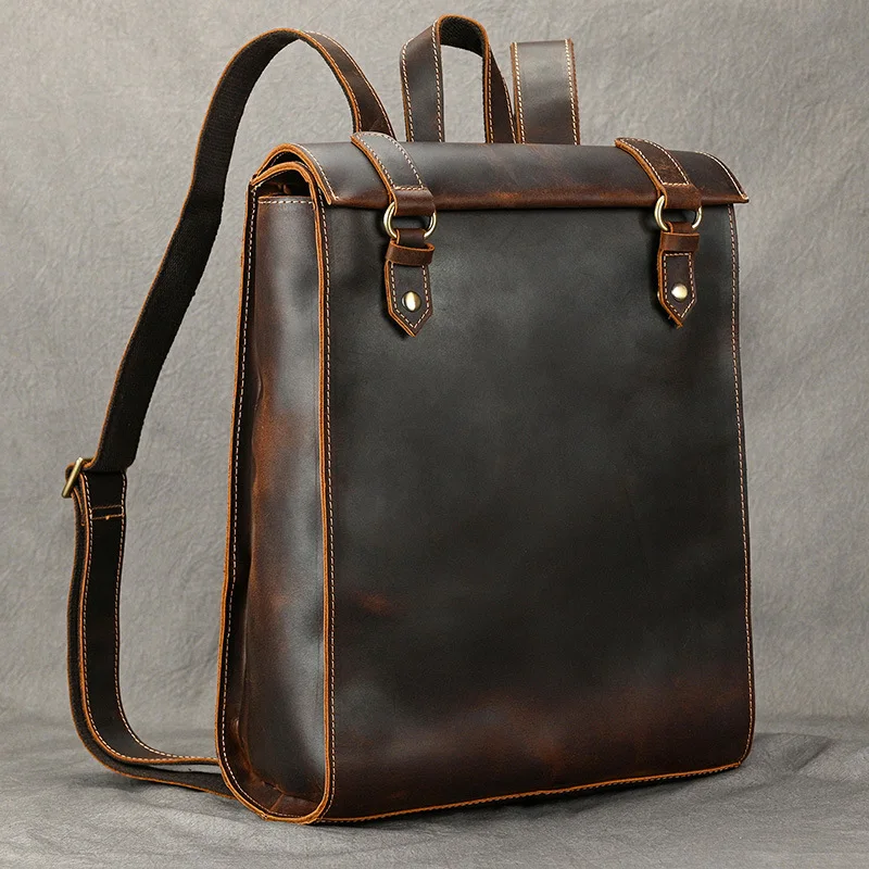

2026 Мужской кожаный рюкзак через плечо Ретро сумки для школы