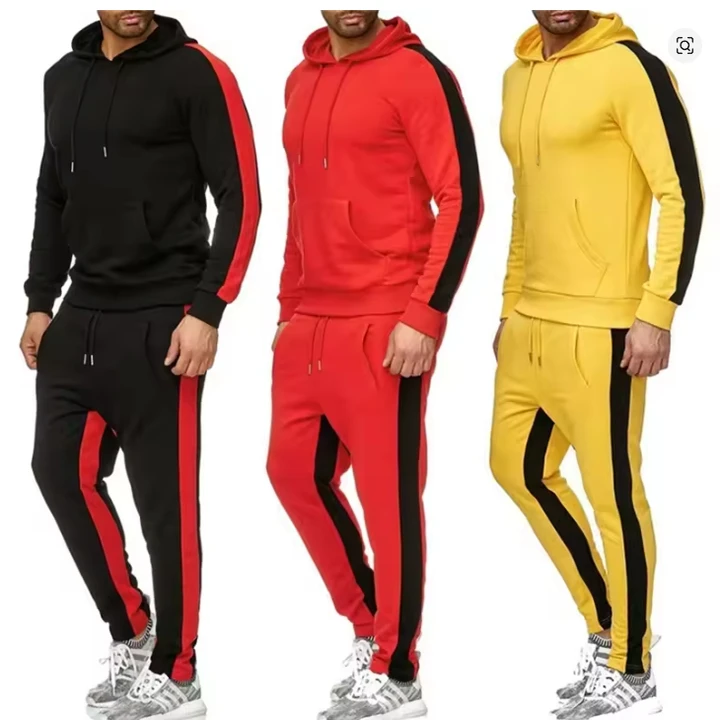 

Men's 2 Piece Color Blo Trasuit Casual Stripes Sweatsuit Long Sve Cotton Blend Fabric Spring Autumn Winter Wear