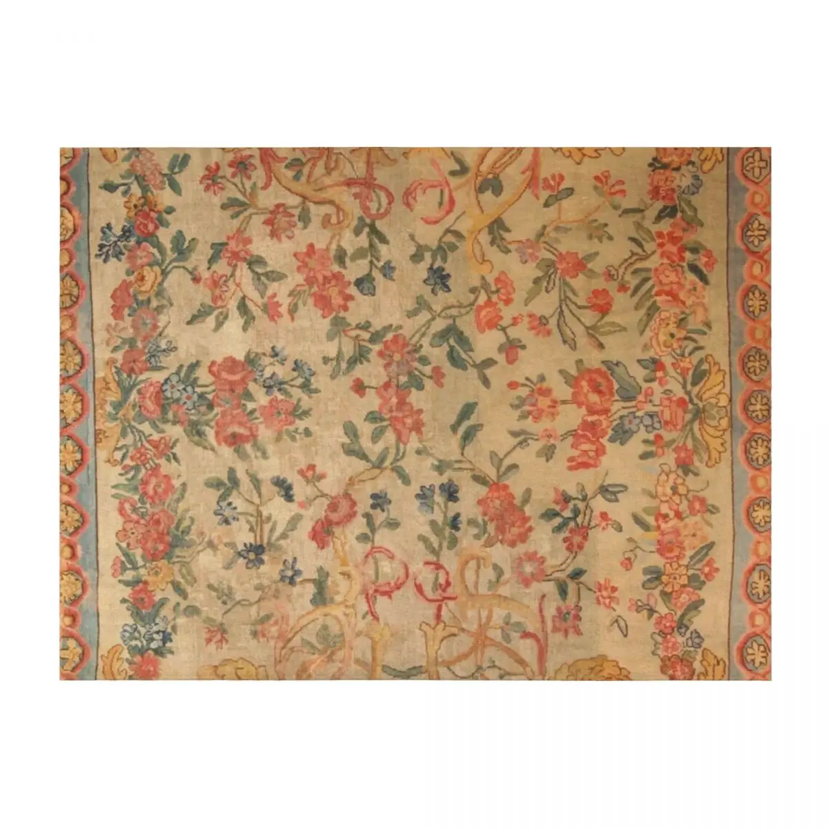 

Antique French Savonnerie Rug Print Throw Blanket Moving Hairys For Sofa Thin Multi-Purpose Blankets