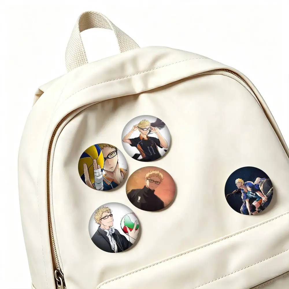 T-Tsukishima Kei Haikyuu Anime  25mm 32mm 44mm 58mm 75mm Brooches Badges Pins for Accessories Gift