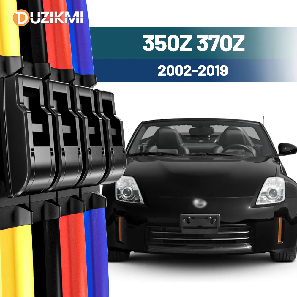 For Nissan 350Z Z33 370Z Z34 2002-2019 2013 2014 2015 2016 2017 2018 2pcs Front Windshield Windscreen Wiper Blades Red Blue