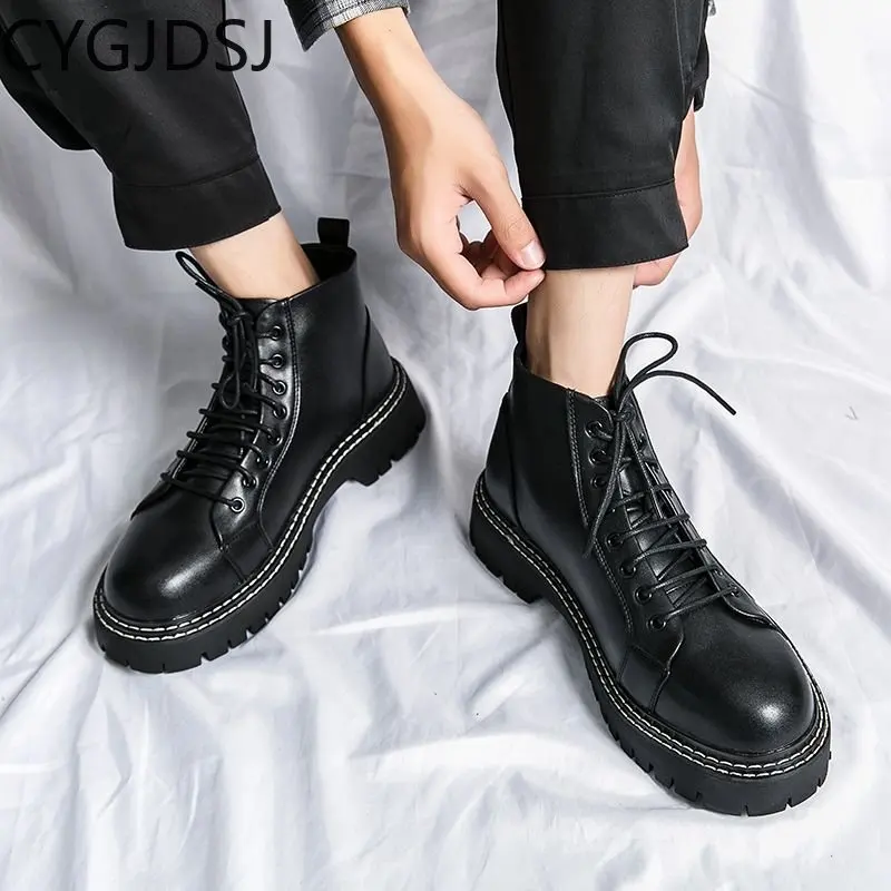 

Casual Shoes for Men Italiano Ankle Boots for Men Leather Shoes for Men Stivali Black Boots Casuales Platform Boots Chaussures