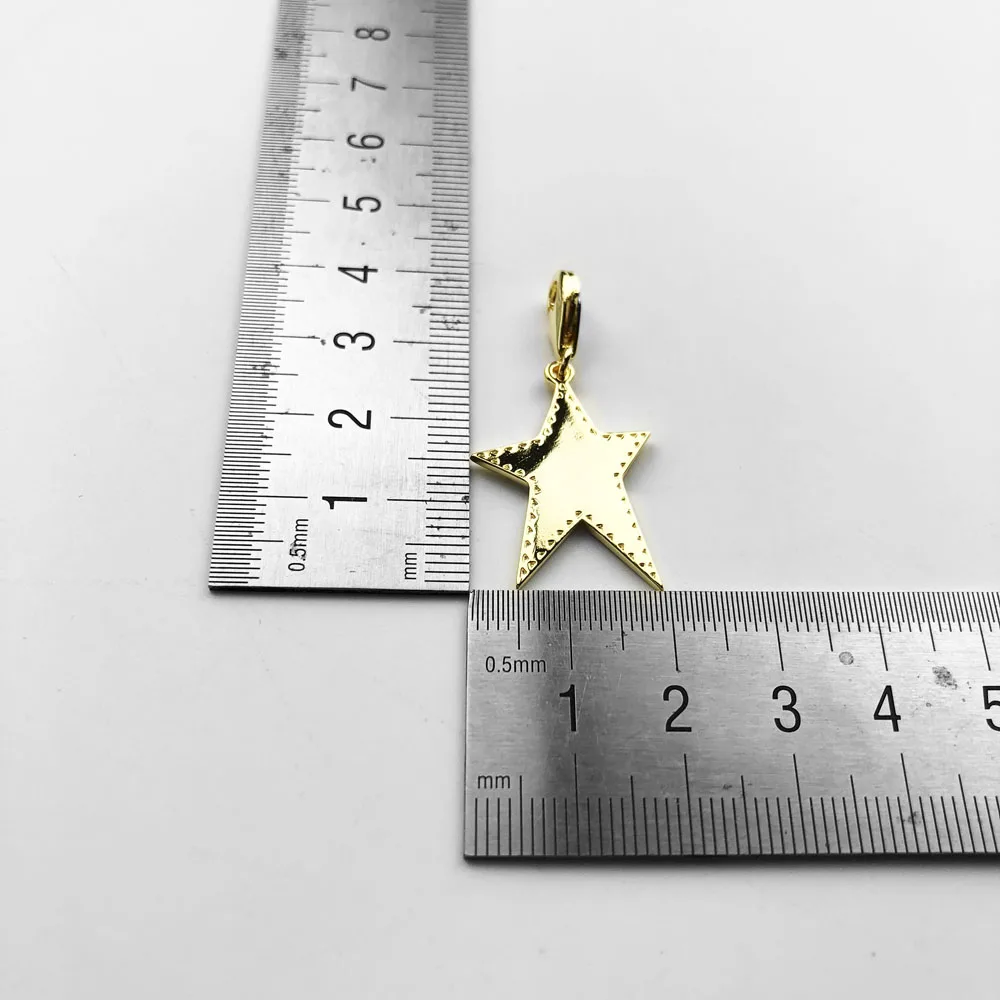 Golden Star Dangle Charm Pendant Brand New 925 Sterling Silver Rock Gift For Women Men Jewelry