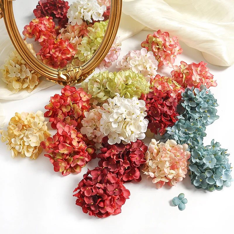 2Pcs Artificial Hydrangea Flowers 10cm Fake Flowers for Home Decor Wedding Marriage Decoration Supplies DIY Wreath Accessories