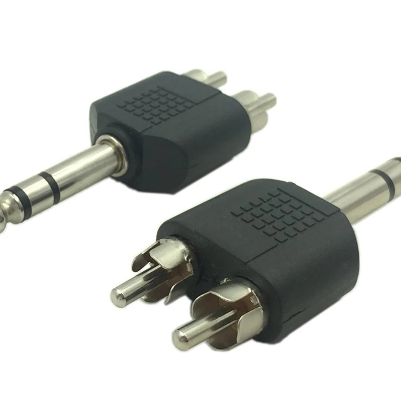 RCA ตัวผู้คู่กับ TRS 6.35อะแดปเตอร์ตัวเชื่อมต่อสเตอริโอ TRS 6.35ตัวผู้2 RCA ตัวผู้คู่อะแดปเตอร์เชื่อมต่อสัญญาณเสียง RCA ตัวผู้สองหัว6.35 RCA M