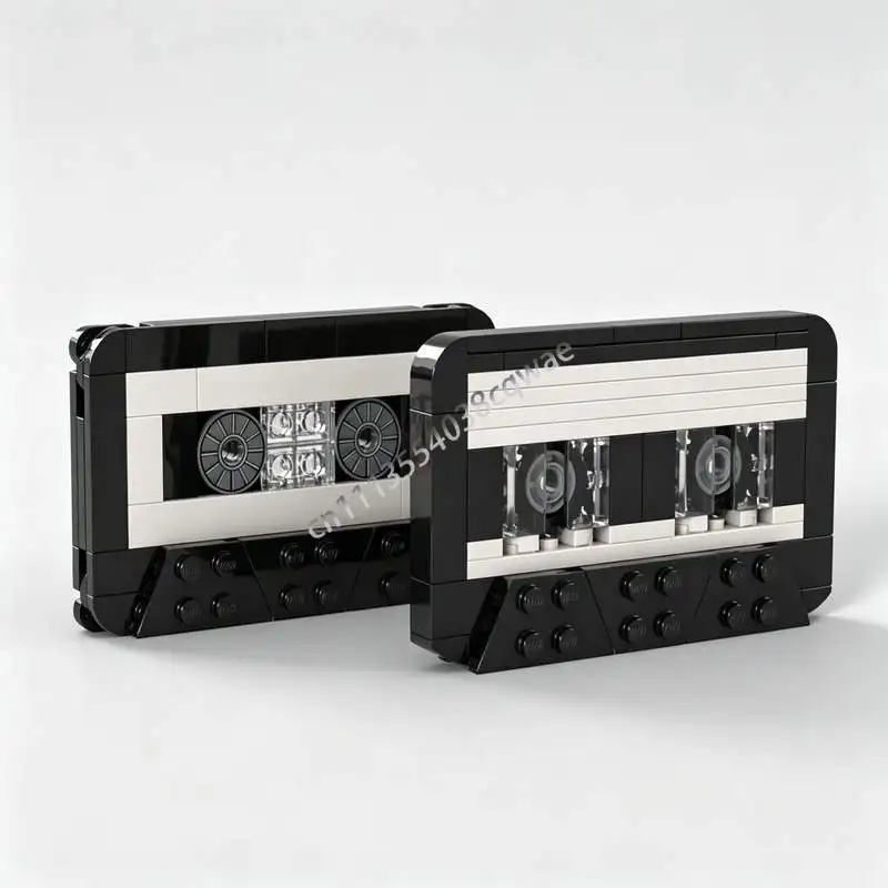 NEW 120PCS Cassette Tapes Retro Music MOC Model Custom Building Blocks DIY Assembly Puzzle Collectible Display Toy Vintage Gift