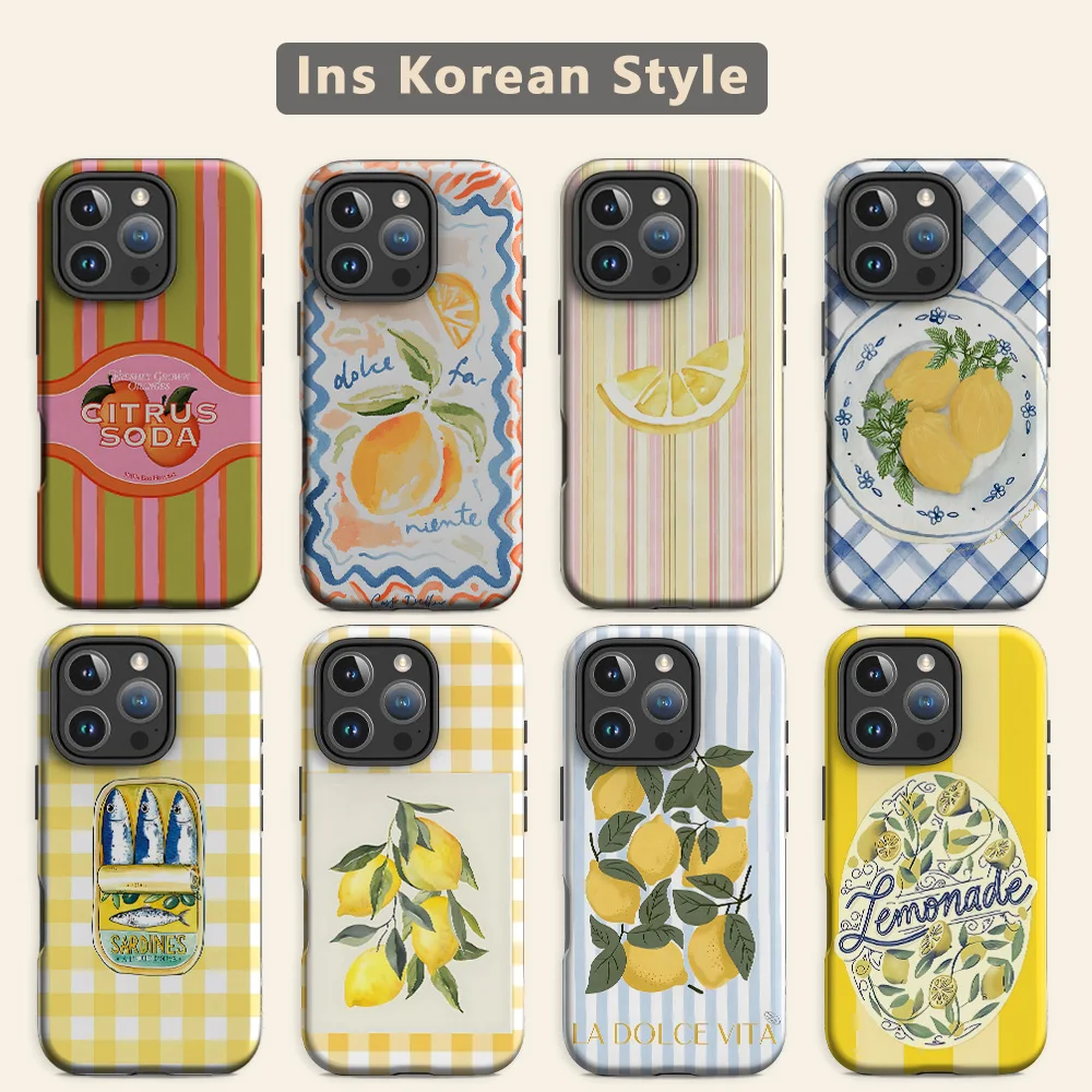Clmj Cute Striped Fruit Phone Case For Samsung Galaxy A56 A36 A26 S26 S25 S24 S23 S20FE Ultra 5G Luxury Double-layer Back Cover