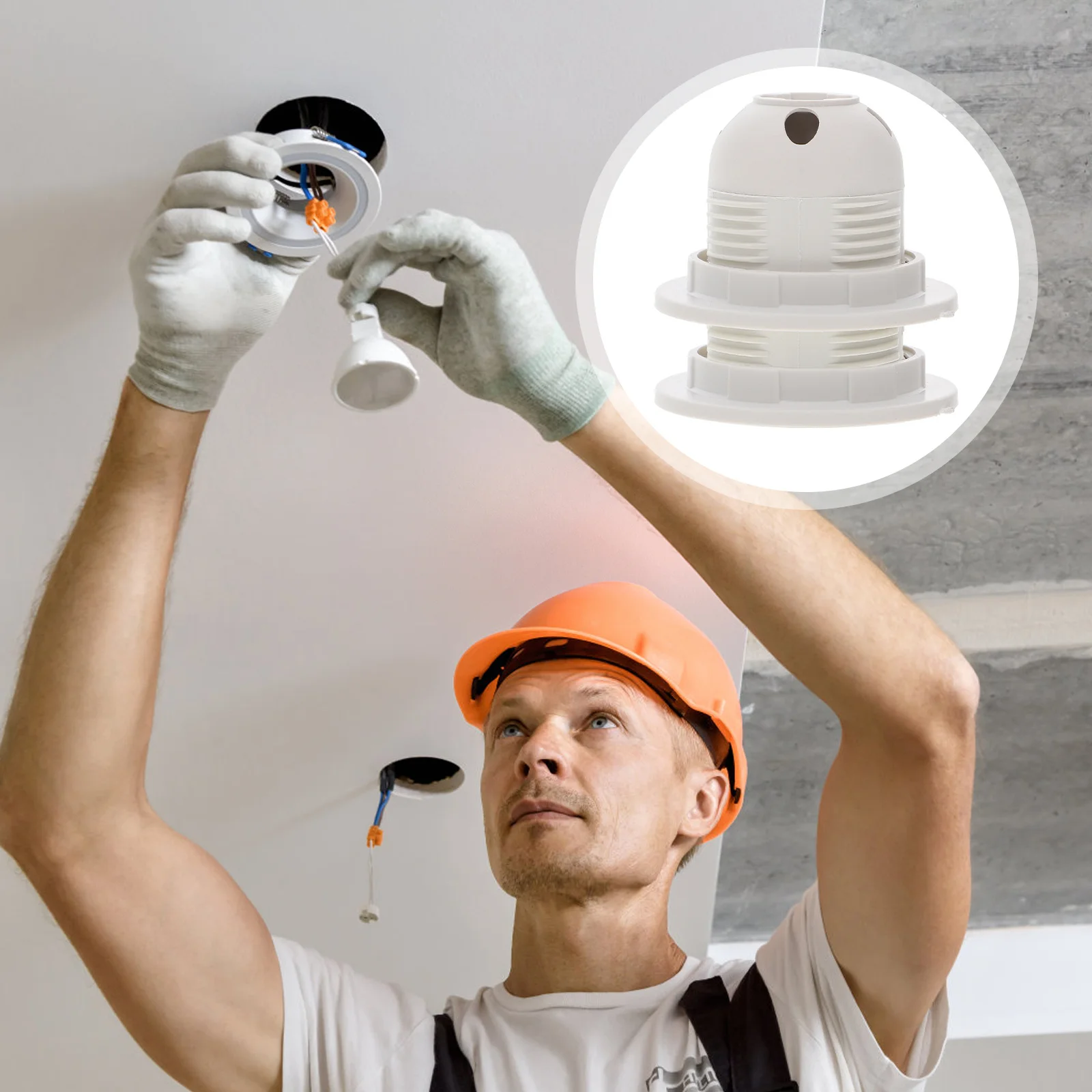 

10Pcs E27 Screw Base Lamp Holder Full Thread Plastic Light Socket Bulb Replacement for Table Lamp Chandelier Ceiling Pendant