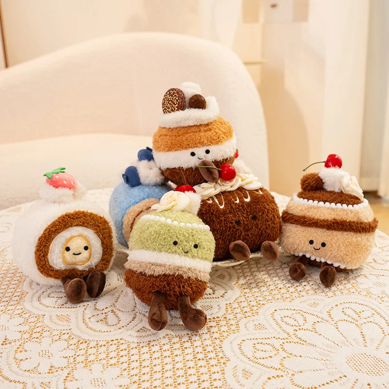 Colección de juguetes de peluche de postre suave, bonito pastel, muñecos de peluche suizos, bolso Adorable, abalorio y decoración del hogar, regalos de cumpleaños, decoración del hogar