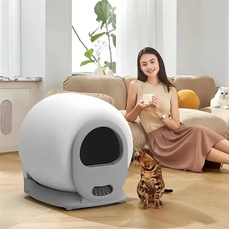 65L Smart Self-Cleaning Cat Litter Box APP Control Odor Control Safety Sensor Large Space for Multi Cats