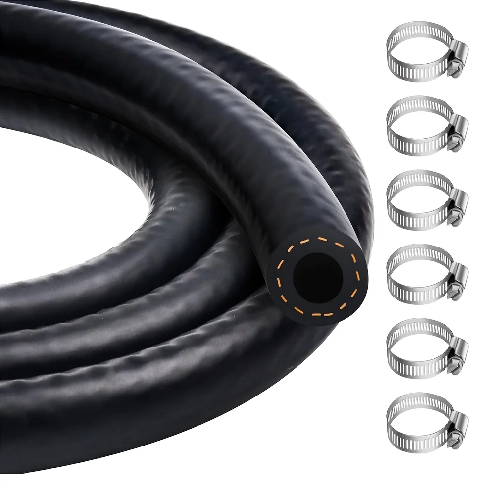 39.37 Inch Gasoline Hose 6mm with 6 Hose Clamps for Gas Pipes Lawn Mower Fuel Lines Cars Tractors Small Engines