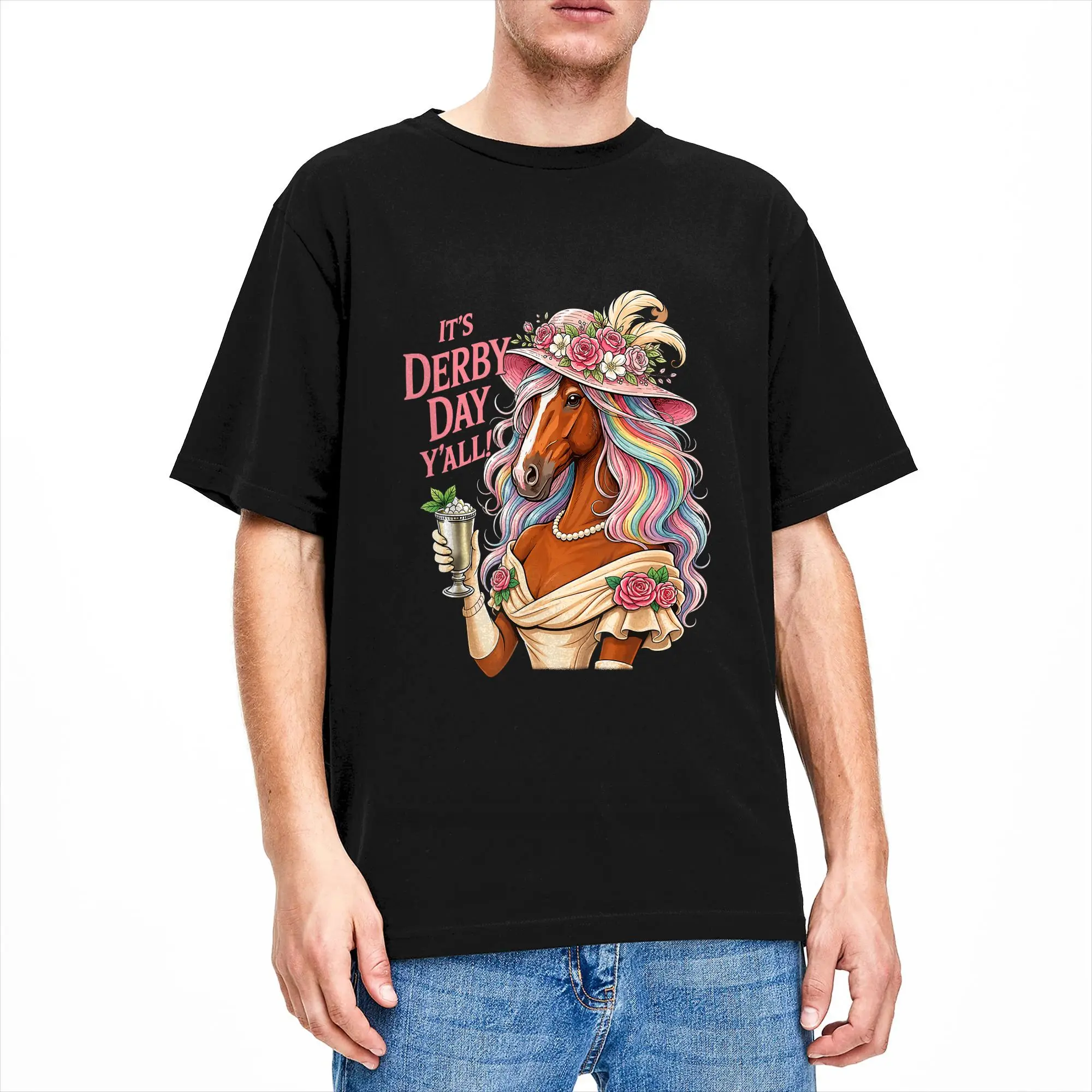 Horse Racing It's Derby Day Yall KY Derby Horse T Shirt Beach Hip Hop T-Shirts Cotton O-Neck Plus Size Clothes Streetwear Tops