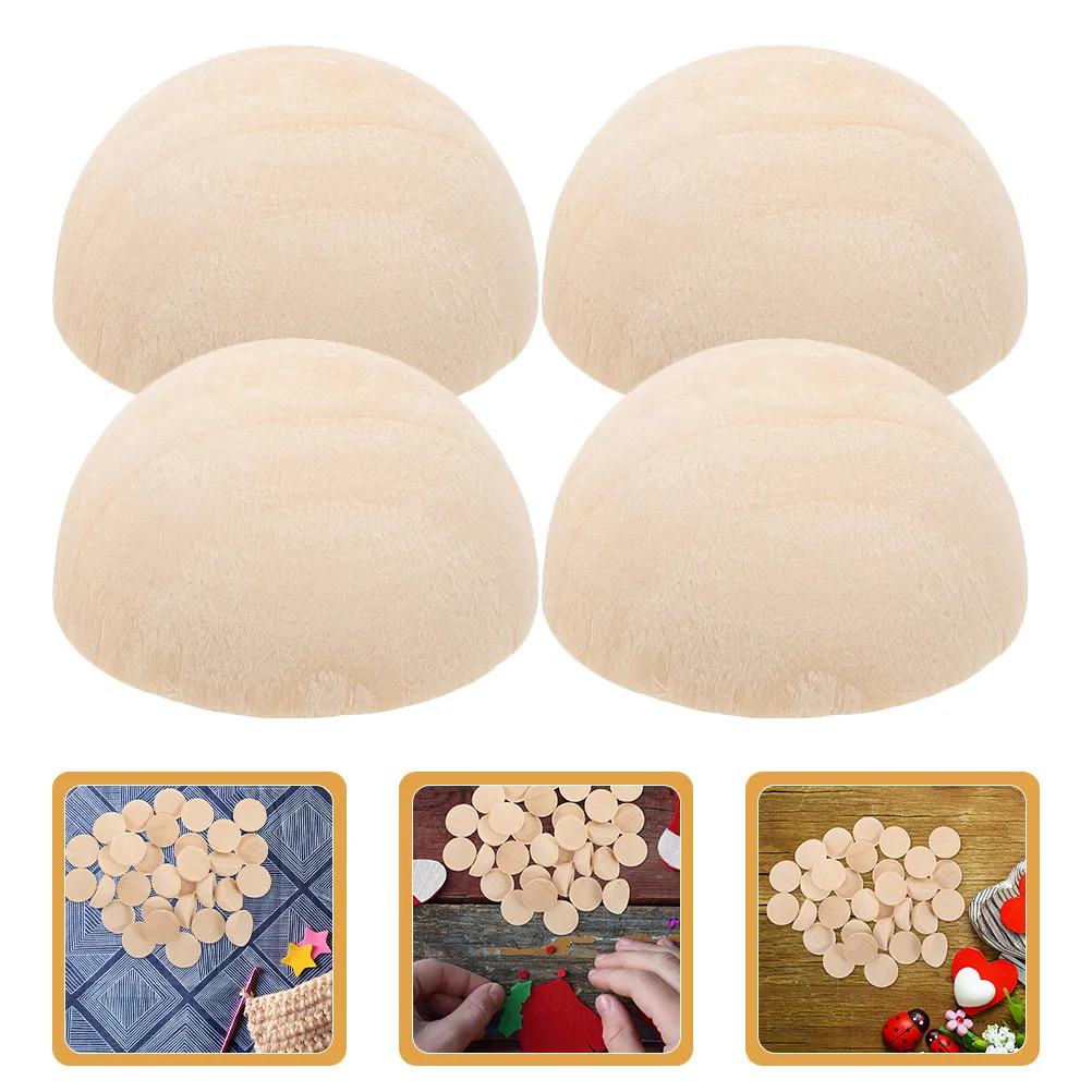 

100Pcs Half Wooden Beads Natural Unfinished Hemisphere Craft Balls DIY Jewelry Making Loose Wood Beads for Bracelets Garland