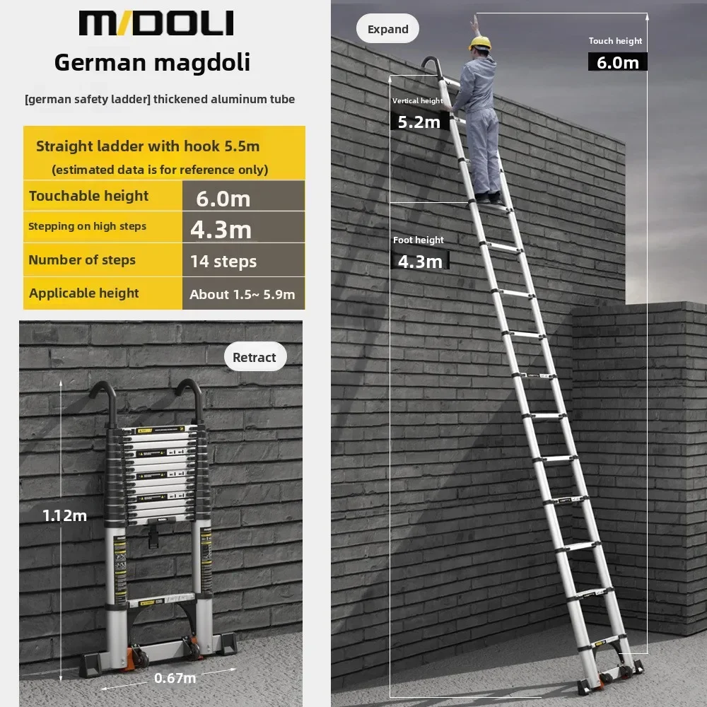 Straight Ladder Herringbone Ladder Telescopic Ladder Bamboo Ladder Folding Ladder Multifunctional Lifting Household Ladder