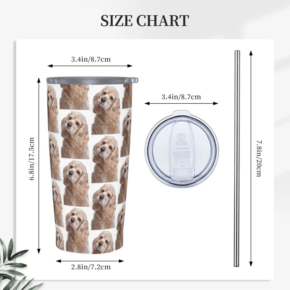American Cocker Spaniel Dog Animal Stainless Steel Tumbler Vacuum Insulated Mug Thermal Cold Cup Straws With Lid 20oz