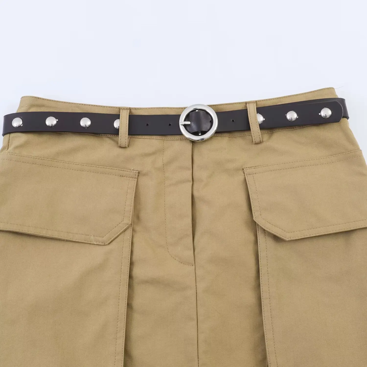 Withered 2026 European And American Spring New Casual Versatile Belt Three Dimensional Large Pocket Half Body Skirt For Women