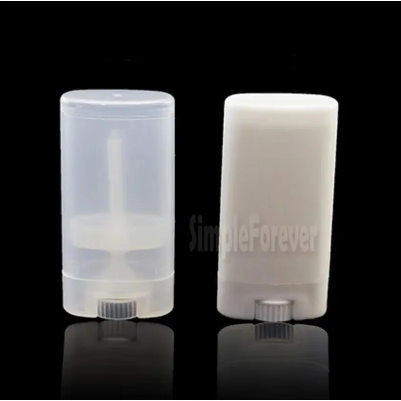 500pcs/lot 15ml Clear/White Deodorant Container Lotion Bar 15g Oval Twist Tube Round Lip Balm Tube