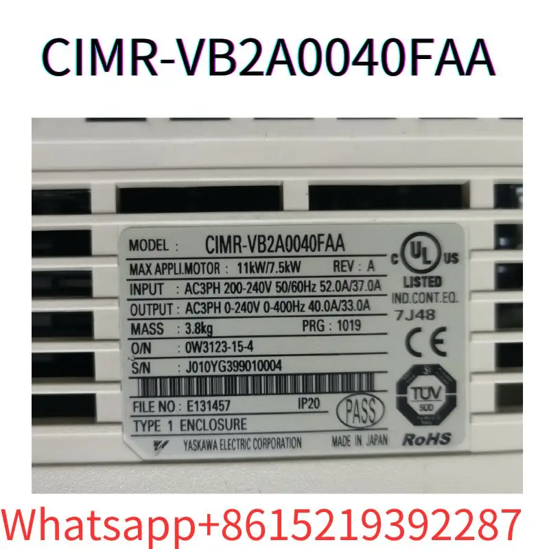 second-hand V1000 frequency converter CIMR-VB2A0040FAA  11KW/7.5KW，220V  tested ok