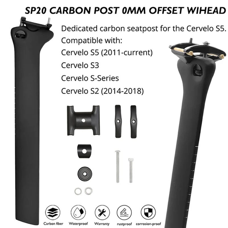 ULLICYC Carbon Fiber Seat Post For S5 Frame SP20,Length 400mm,0° Offset ,Compatible With S2 S3 S5 S-Series 52x10mm,Bicycle Acces