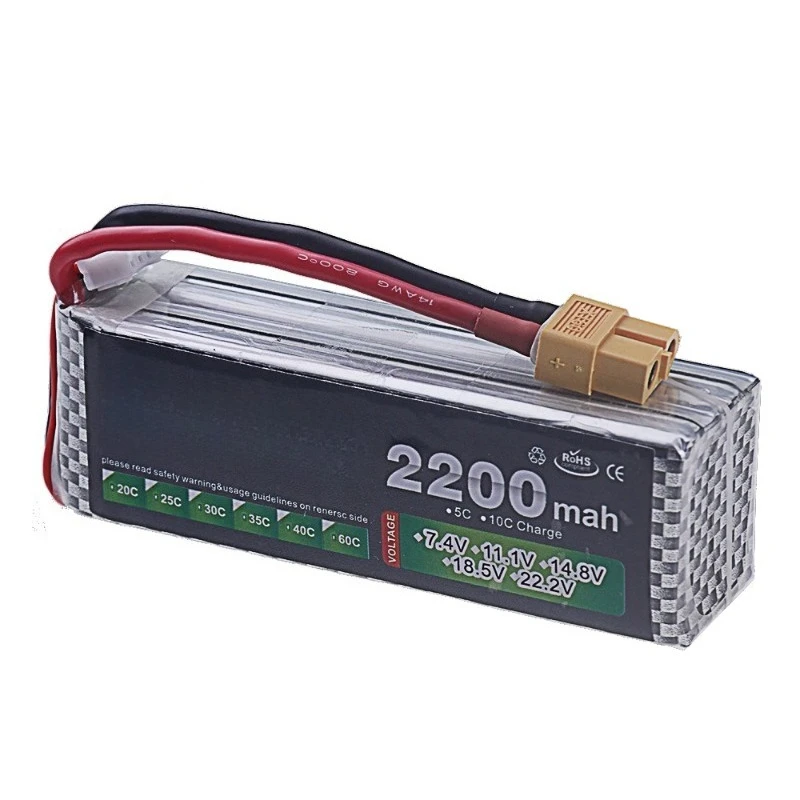 2200mAh 35C 14.8V LiPo Drone Battery with XT60/XT30/T/SM/JST Plug for Drone FPV RC Cars Boats Trucks Airplane UAV Parts Battery