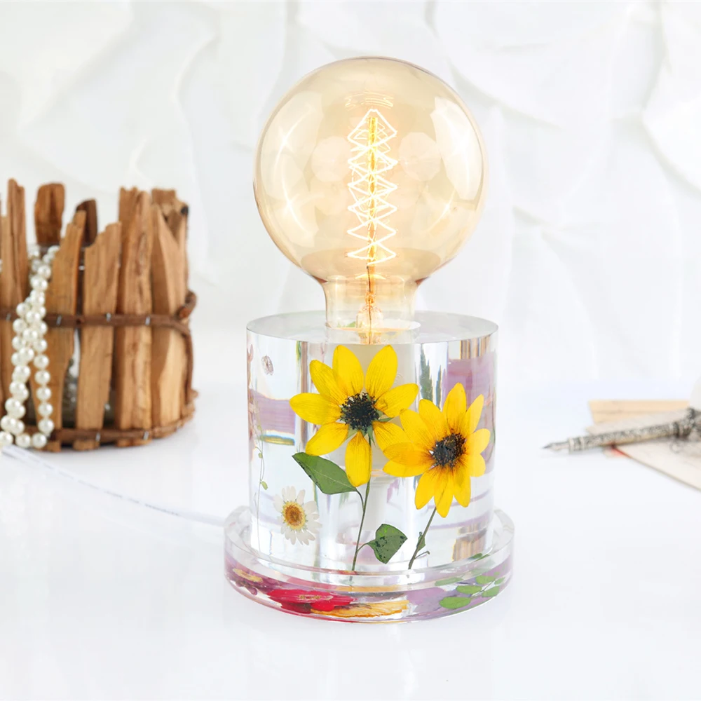 DIY Crystal Epoxy Resin lamp holder Mold Geometry Hexagon Cube Cylinder Bedside Lamp Silicone Mold