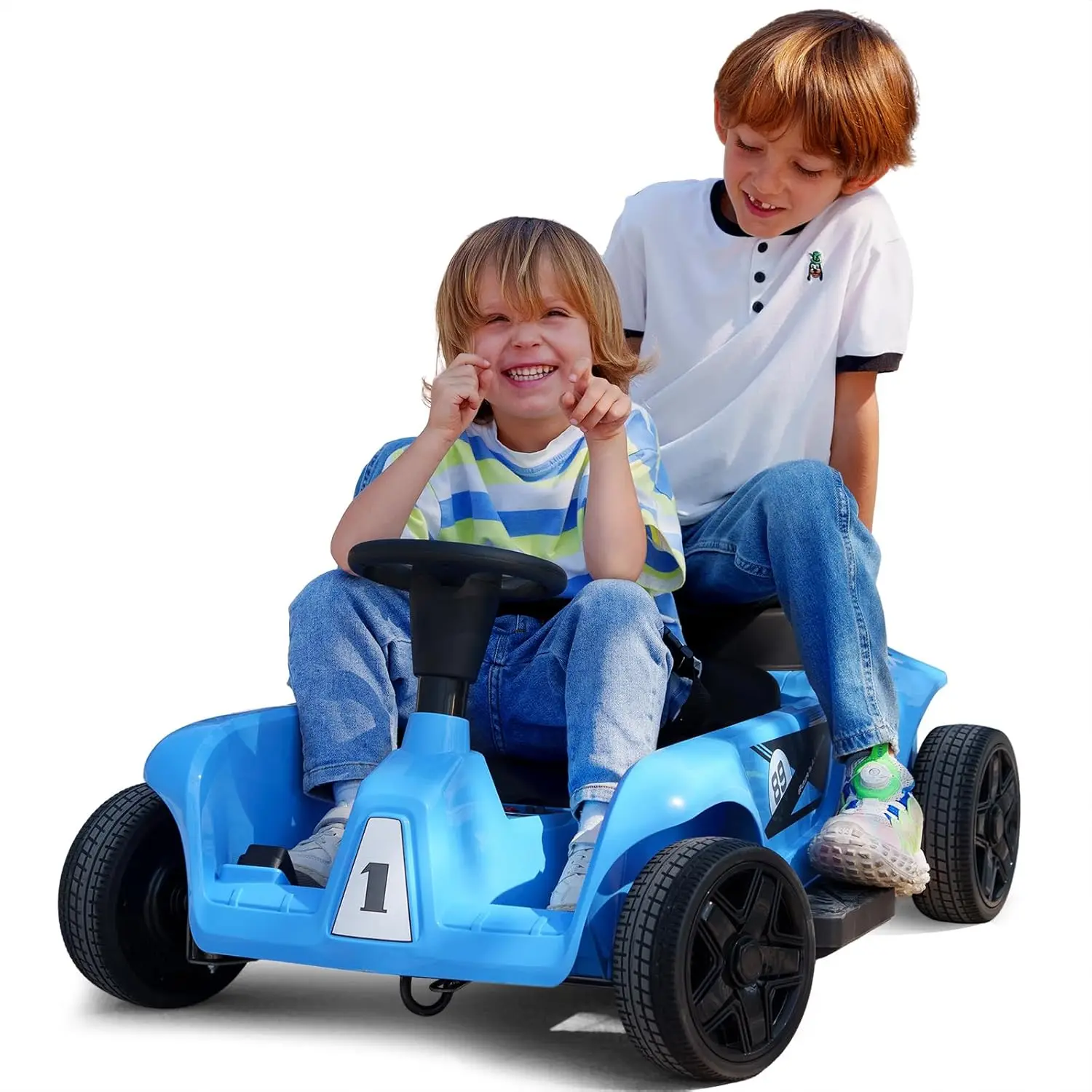 2-Seater Kids Ride On Cars Go Kart, 24V Parent-Child Ride On Toys for Toddlers Big Kids with Remote Control, 3 Speeds,