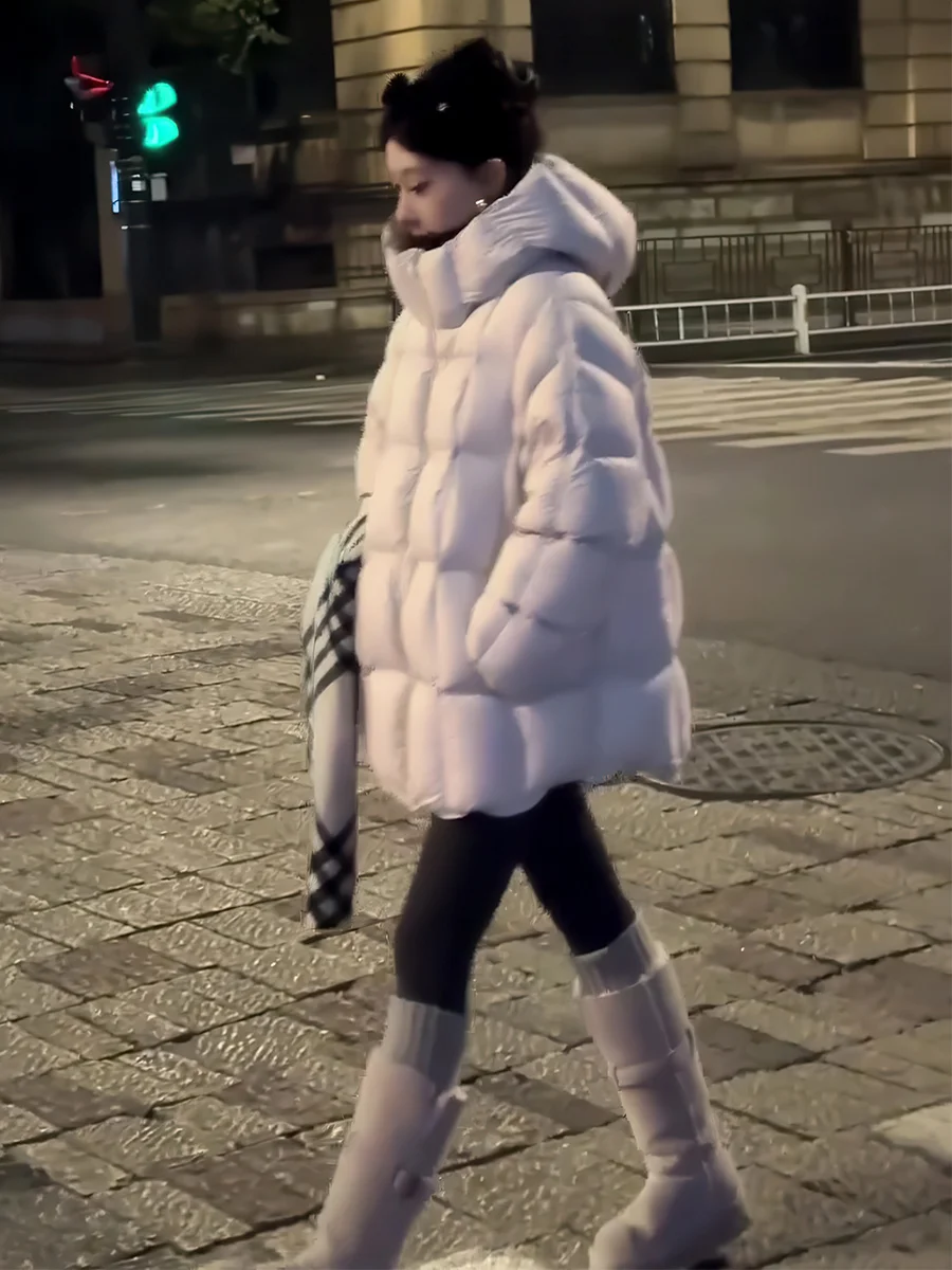 Feminino Thiened branco du down Jaet inverno quente outerwear longo sve fechamento com zíper de comprimento médio casual sle casaco