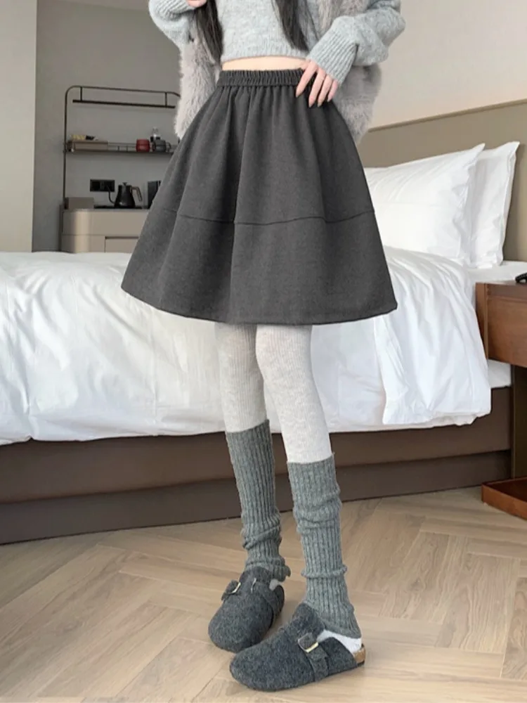 A-lijn rok met hoge taille, bloemenverfraaide wolmixstof, lente herfst winterseizoen, damesfaion