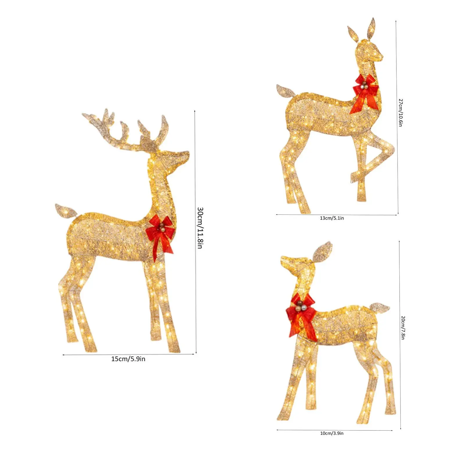 

Christmas Lighted Reindeers Decorative with Red Bow Props LED Lights Scene Deer Lighting for Indoor Bedroom Outdoor Yard Nursery
