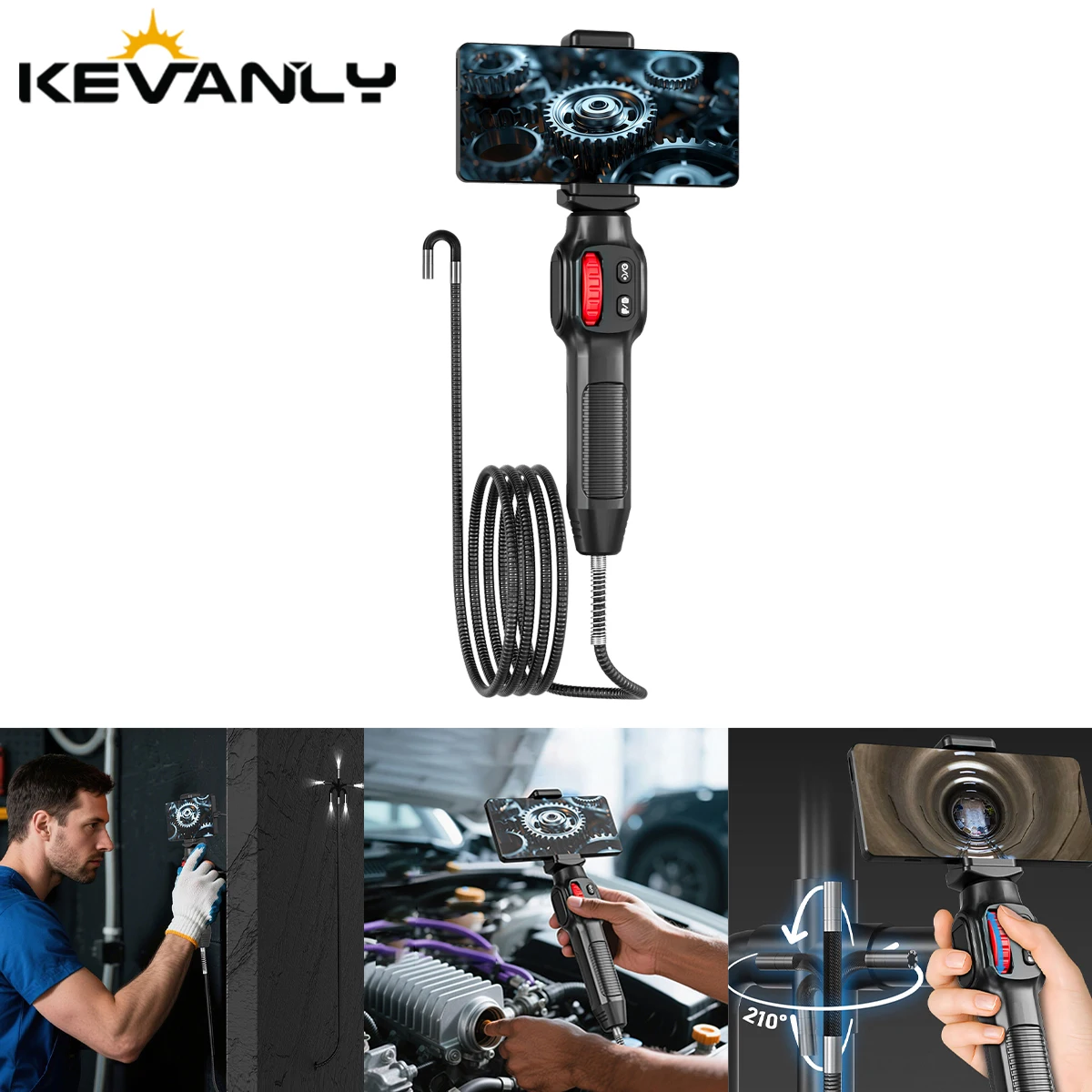 

Automobile Endoscope Inspection Tool 360° Rotating Lens 200W HD1080P Mini Inspection Camera Industrial Endoscope for SmartPhone