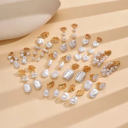 New Fashion Irregular Imitation Baroque Pearl Clip on Earrings for Women Mom Without Piercing Party Wedding Jewelry Gift 2024